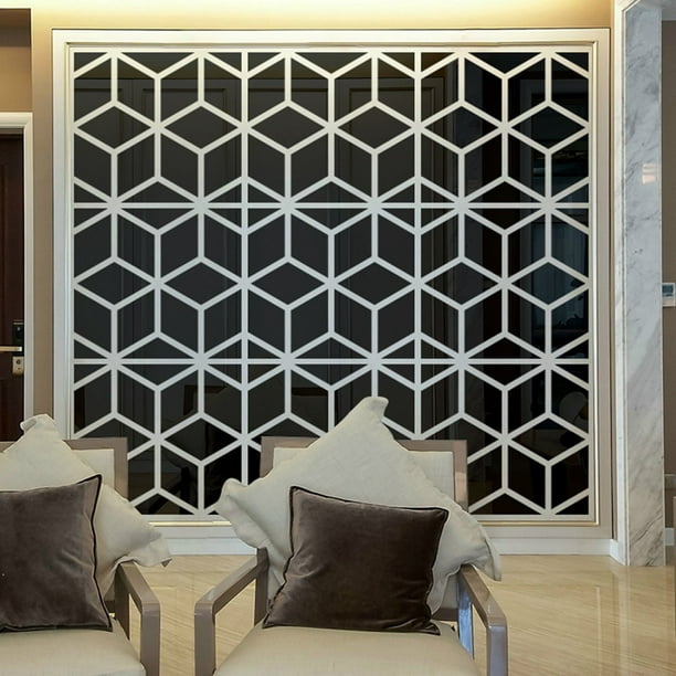 3D Mirror Wall Sticker DIY Diamonds Triangles Acrylic Wall Stickers Living Room~ 